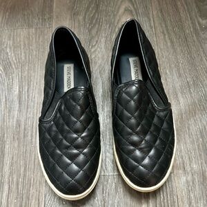 Steve Madden Black Quilted Slip-On Shoes